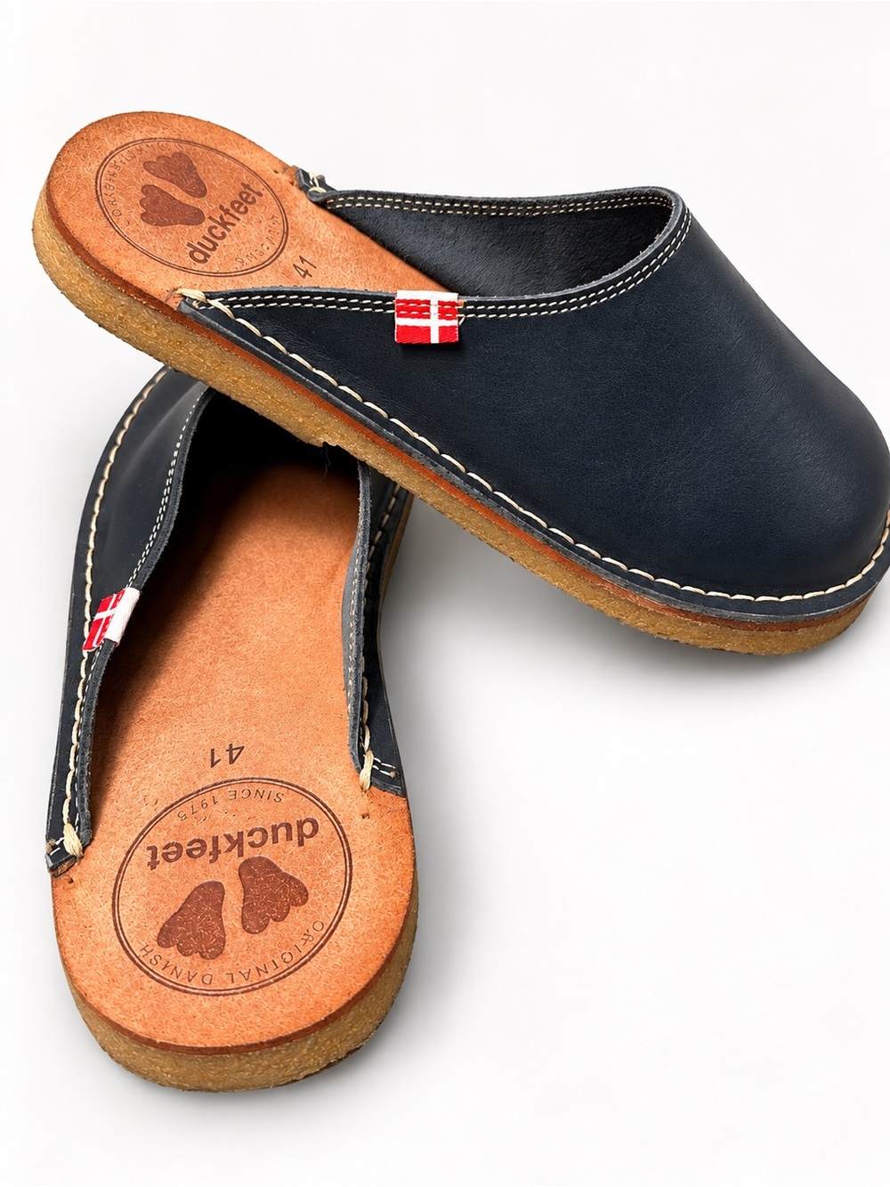 Duckfeet Blåvand Navy Leather Clogs EU 41 US Women 10 Men 8.5 - Picture 7 of 8